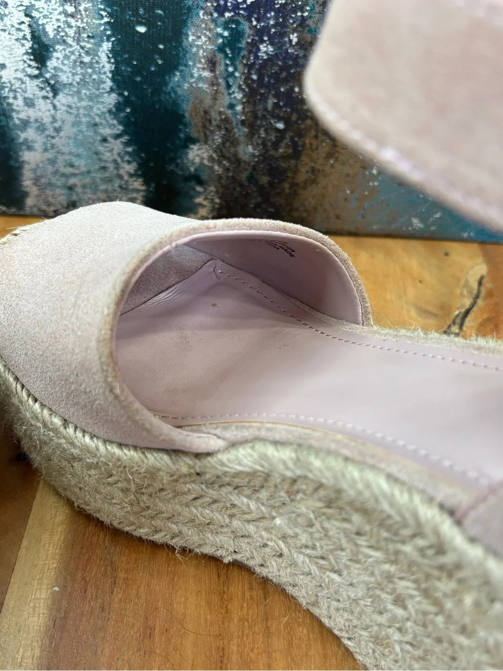 Marc Fisher LTD Mediterranean Suede Platform Espadrille Wedge Sandals Sz 6.5 GUC